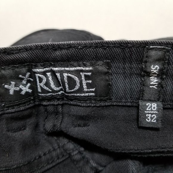 XXX Rude jeans 28x32 Skinny denim plaid zipper accent goth punk subculture - Picture 15 of 16